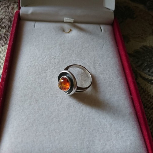 Silver ring with Baltic amber like new