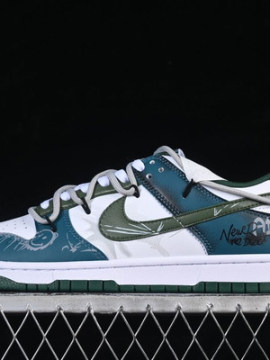 Nike Dunk Low Custom new handmade green and white sneakers