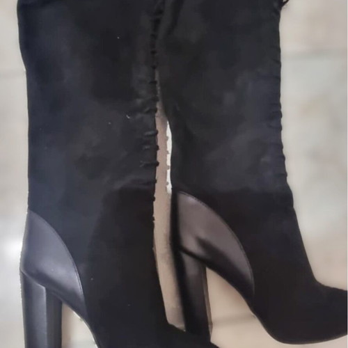 Black boots suede and genuine leather combination size 40 like new
