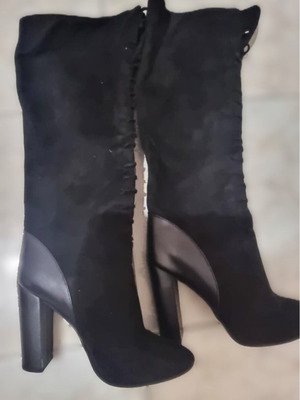 Black boots suede and genuine leather combination size 40 like new