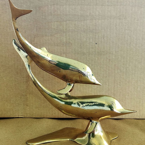 Brass decorative statue Dolphins like new