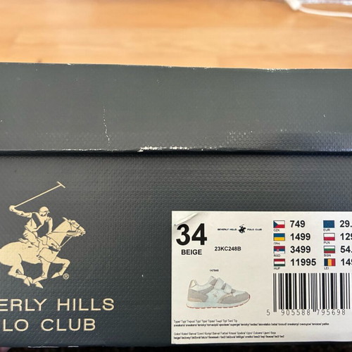 Beverly Hills Polo Club kids sneakers size 34 new, white and beige
