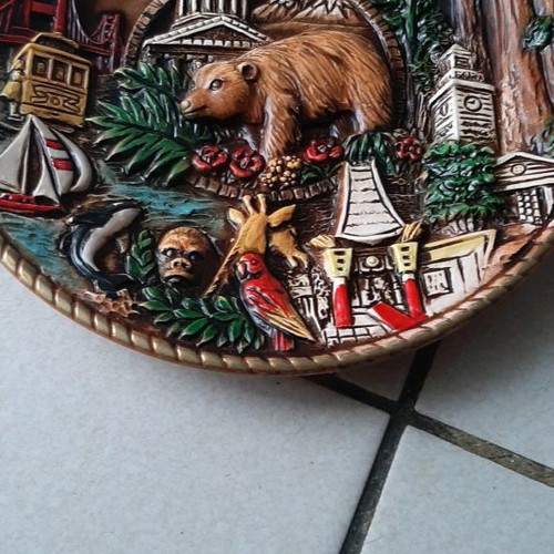 Decorative plate used, embossed, from California
