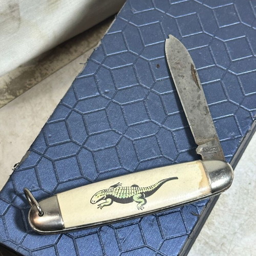 Mikov Vintage Folding Knife Used With Crocodile Design 9x2 cm