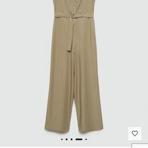 Mango jumpsuit with belt, lyocell, olive/taupe