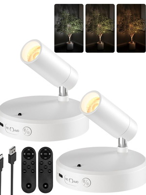 EZVALO Rechargeable Wireless LED Wall Spotlights 2 pcs, 5500mAh, Dimmable