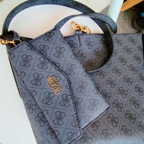 Guess shoulder bag set, black and grey, authentic