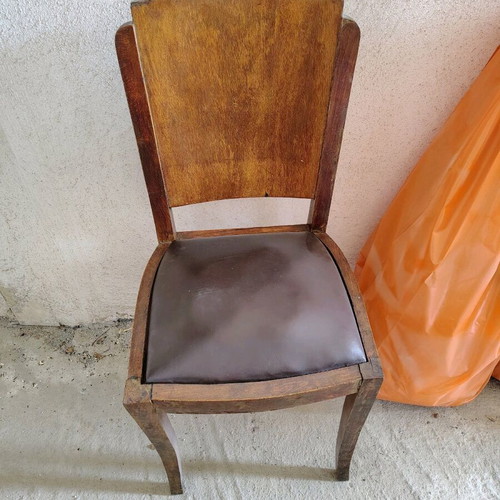Wooden chairs used, set of 4 with leatherette