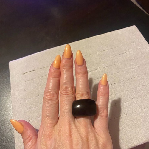 Bone ring like new, size 19.4 mm, black