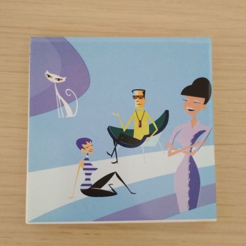 Shag coaster set of 4 like new, mid-century modern style