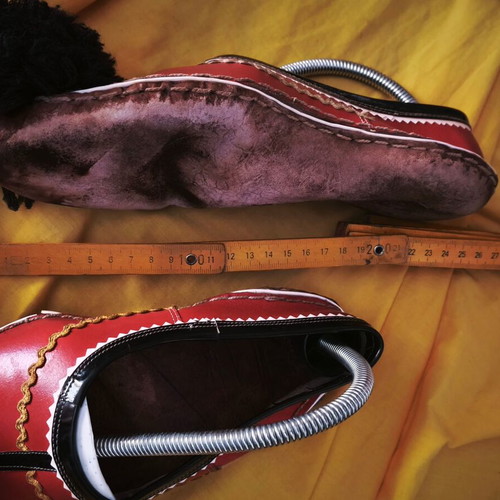 Vintage leather tsarouhia used, size approx. 38-39