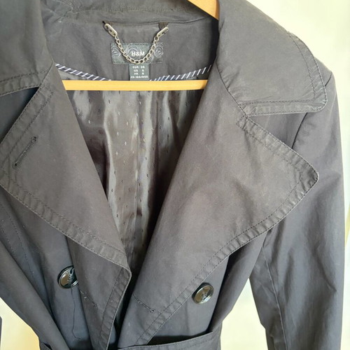 H&M Black Trench Coat used, size 36 Small