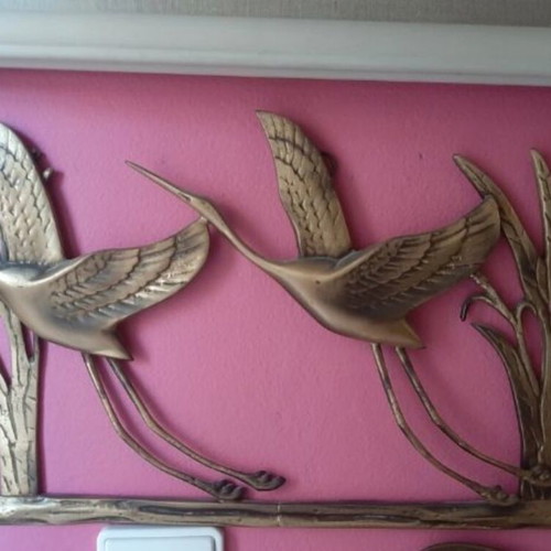 Decorative cranes wall art like new, bronze