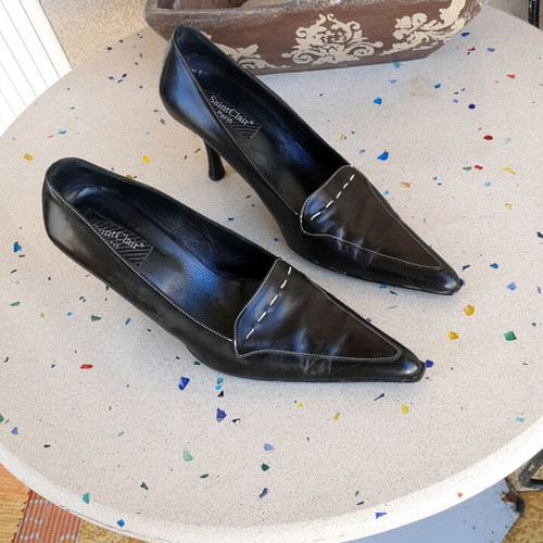 Saint Clair Paris leather black pumps size 38 like new