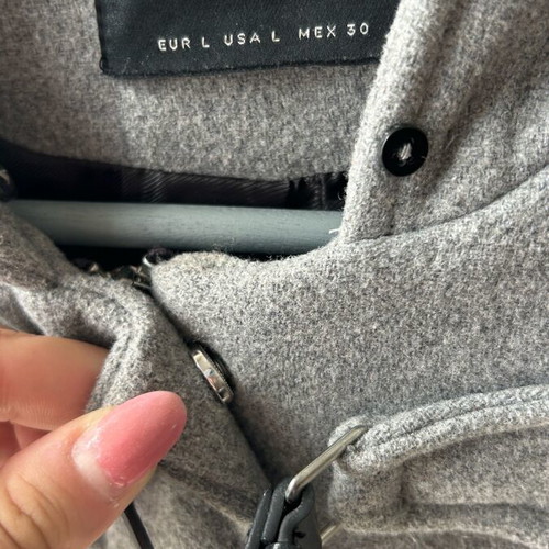 Stradivarius hooded coat gray like new size L
