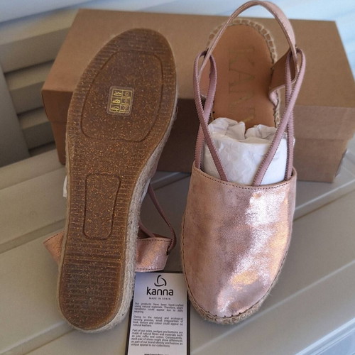 Kanna espadrilles new, leather, rose gold, size 39