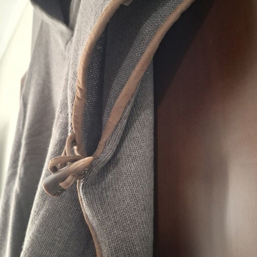 Massimo Dutti poncho size S wool cashmere blend like new, grey with brown details
