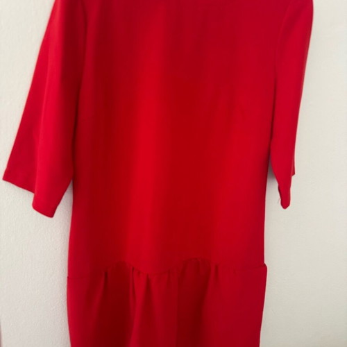 Dimopoulou Closet dress like new, red with ruffles and back zipper