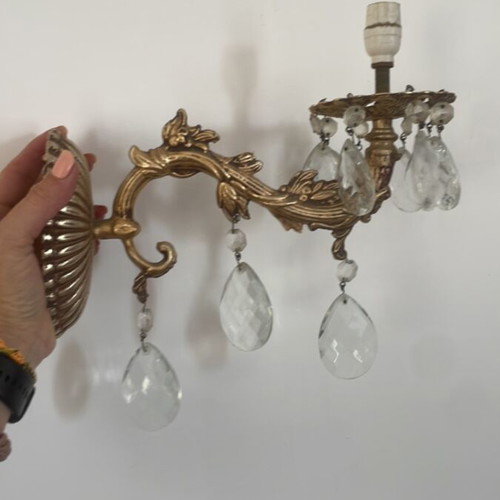Vintage brass wall lights set of 2, like new
