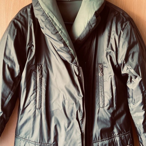 Versace double face down jacket like new, olive green and black, medium/large