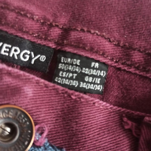 Men's burgundy denim pants medium long used A Deep