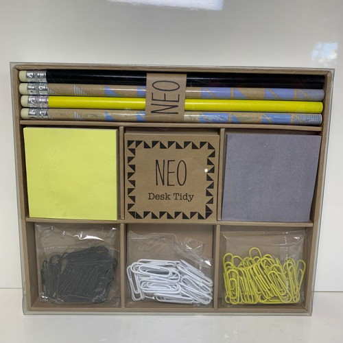 Desk set for notes new with pencils, notepads and paper clips
