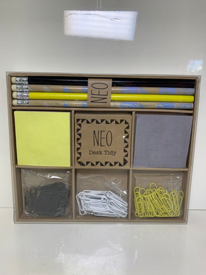 Desk set for notes new with pencils, notepads and paper clips