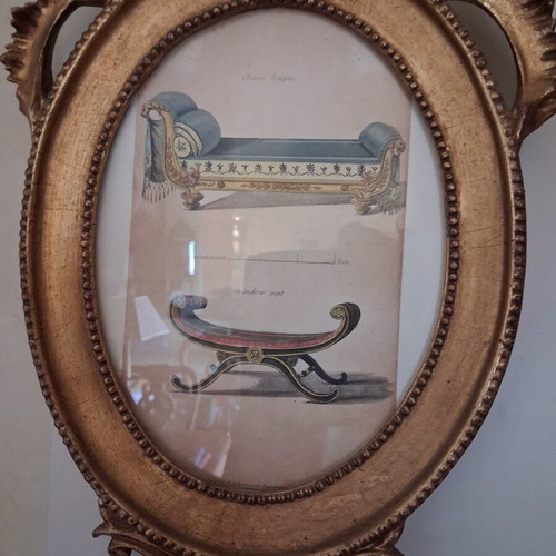 Wooden antique frames like new, set of 2 with unique themes