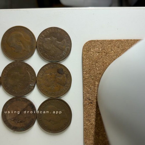 One Penny coins used lot of 7 Great Britain 1921-1967 George V-VI Elizabeth II