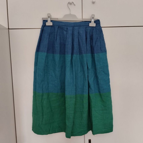 Vintage linen skirt blue and green used