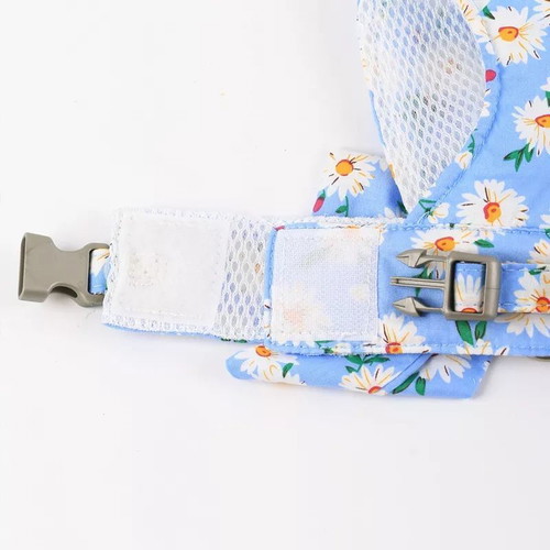 Dog harness blue "Daisy Sweetness" Medium new with leash