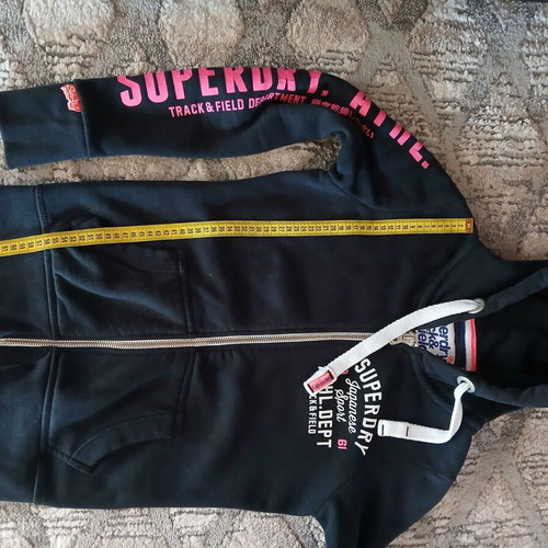 Superdry hoodie jacket used, slim fit, size XS/S, blue and pink