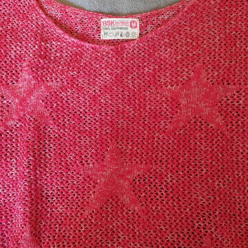 Bershka knitted blouse with stars, like new, red size M