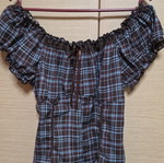 Off the shoulder checkered blouse, Shein