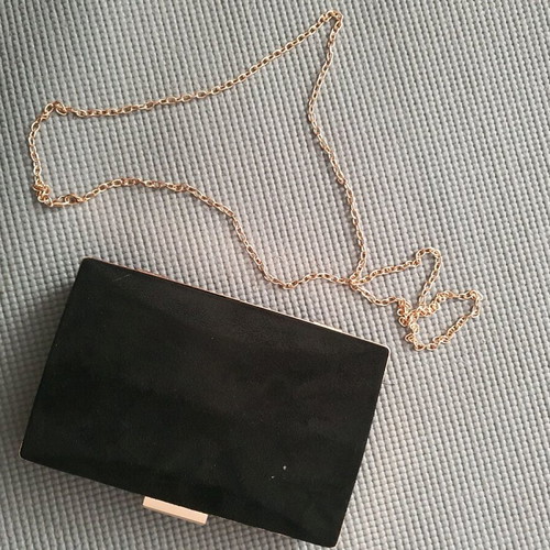 Bag to Bag women's clutch bag new, black velvet with gold details