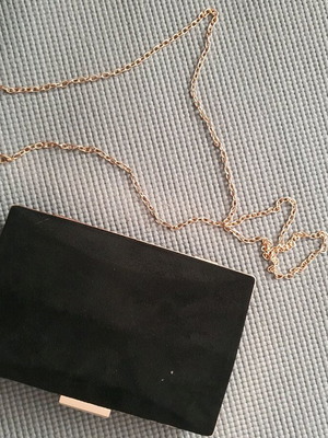 Bag to Bag women's clutch bag new, black velvet with gold details
