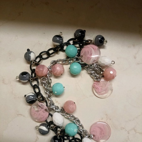 Beaded bracelets used, pack of 2, colorful and black and white