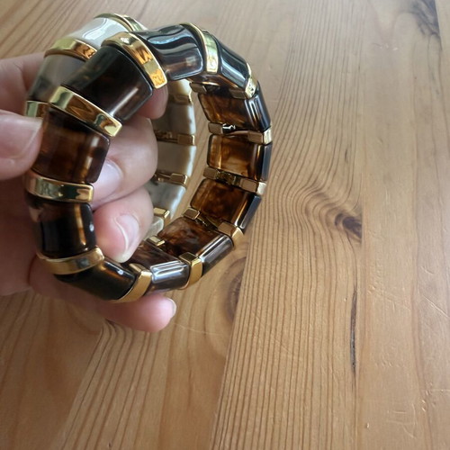 Set Chunky Bracelets new, beige and gold elastic