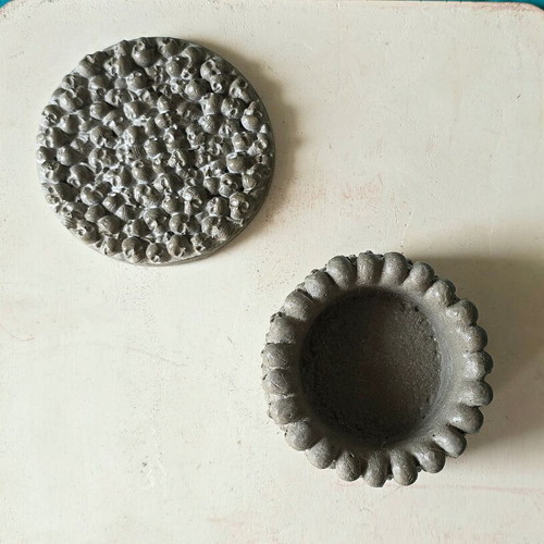 Handmade concrete skull candle holder, gothic decor