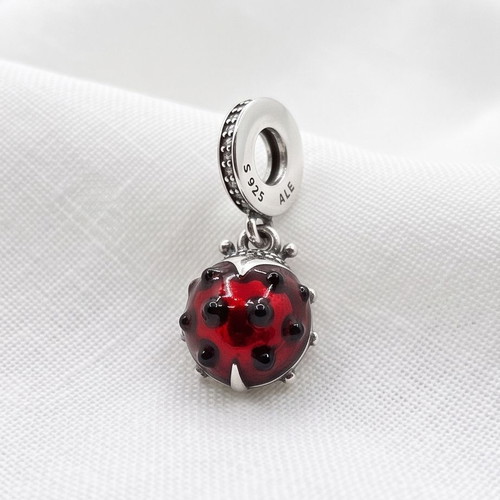 Pandora Ladybug Charm new, red and silver
