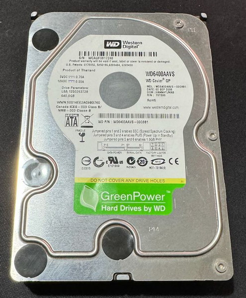 Σκληρός δίσκος 3.5" Western Digital GreenPower 640GB
