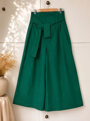 Emerald Green Wide Leg Culotte με ζώνη Zara σαν καινούργιο
