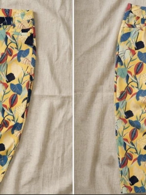 Promod women's pants with tropical print like new, slim fit 7/8 length