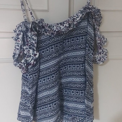 Attrattivo women's strap blouse like new, blue and white