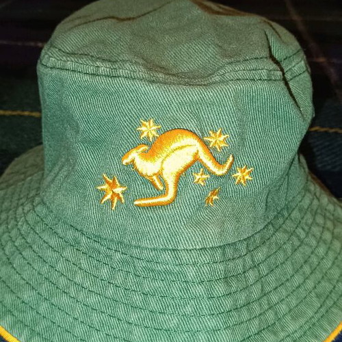 Australian hat children's used, 100% cotton, green