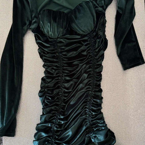 Velvet dress Decoro dark green size S like new