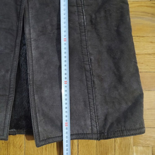 Zara brown long leather coat like new with synthetic fur lining