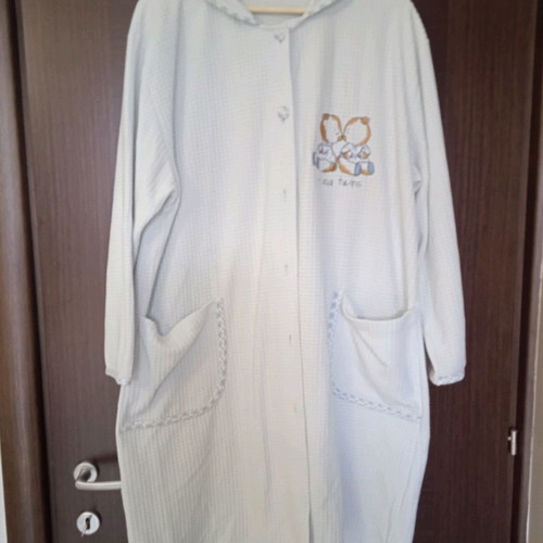 Women's robe used, blue with buttons and pockets