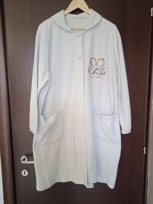 Women's robe used, blue with buttons and pockets