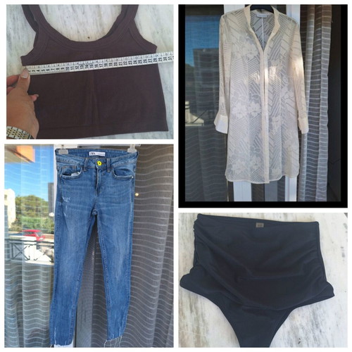 Clothing pack extra small for petite girl, like new, includes top, kaftan, jeans, swimsuit